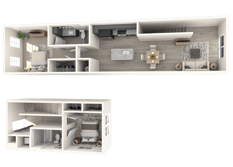 Floor plan for 2 beds, 2 baths, 1310 sqft